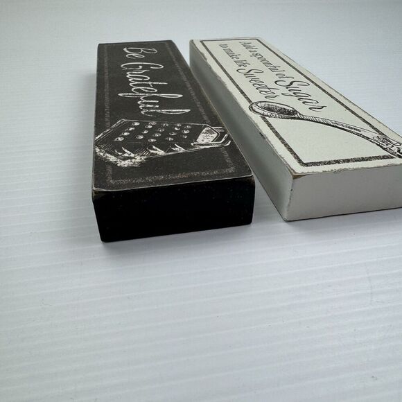 Kitchen Sign Set Be Grateful & Spoonful Of Sugar Shelf Tiered Tray Signs - Picture 5 of 7